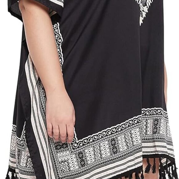 Plus Size Kaftan Dress Polyester African Dashiki Tassels Beach Resort Wear - Picture 2 of 7